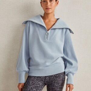 Varley Vine Ribbed Half-Zip Sweatshirt in Dusty Blue, Size Medium